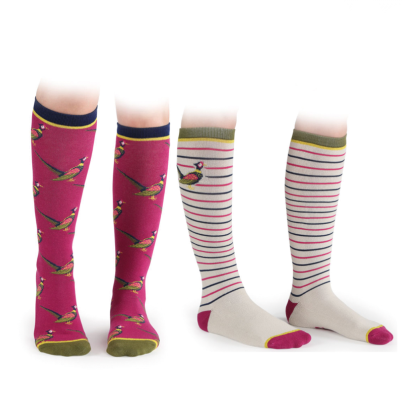 Shires Everyday Childrens Socks 2 Pack - Pheasant